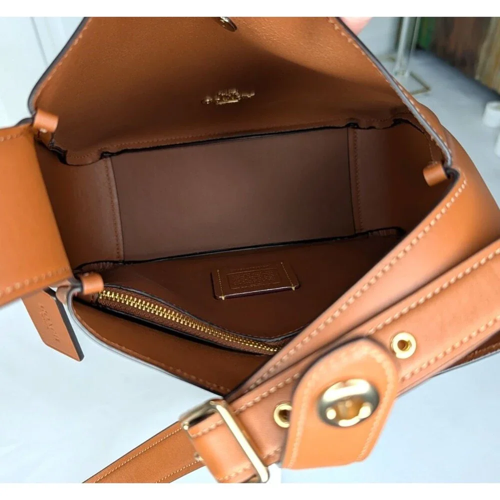 Coach Hadley Smooth Leather Turnlock File Bag - Tan, NWT $325 Retail